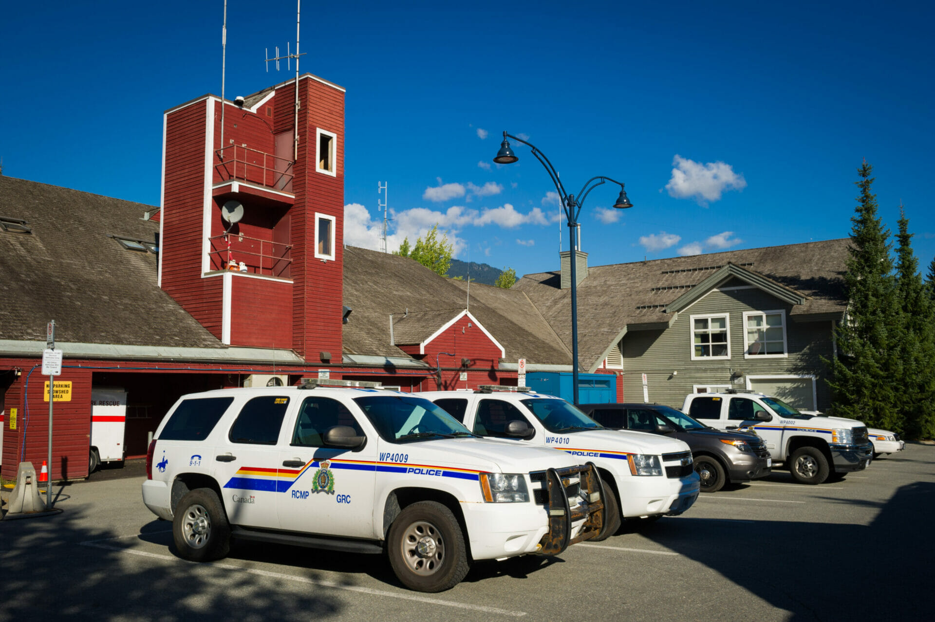 RCMP vehicles outside the public safety building
