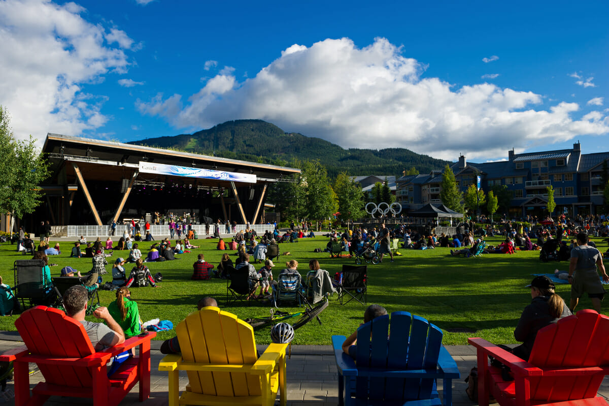 Olympic Plaza lawn and stage.