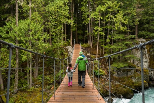 Suspension bridge to Tain Wreck image by Mike Crane, courtesy of Tourism Whistler