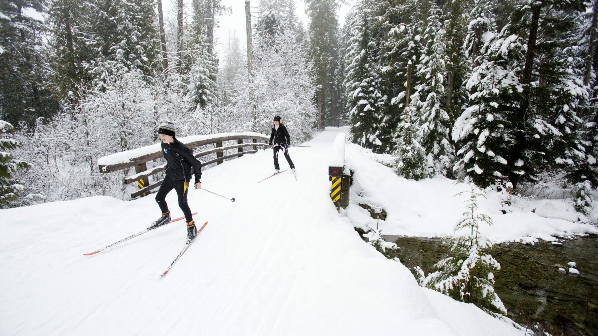 Cross country skiers at Lost Lake photo by Justa Jeskova