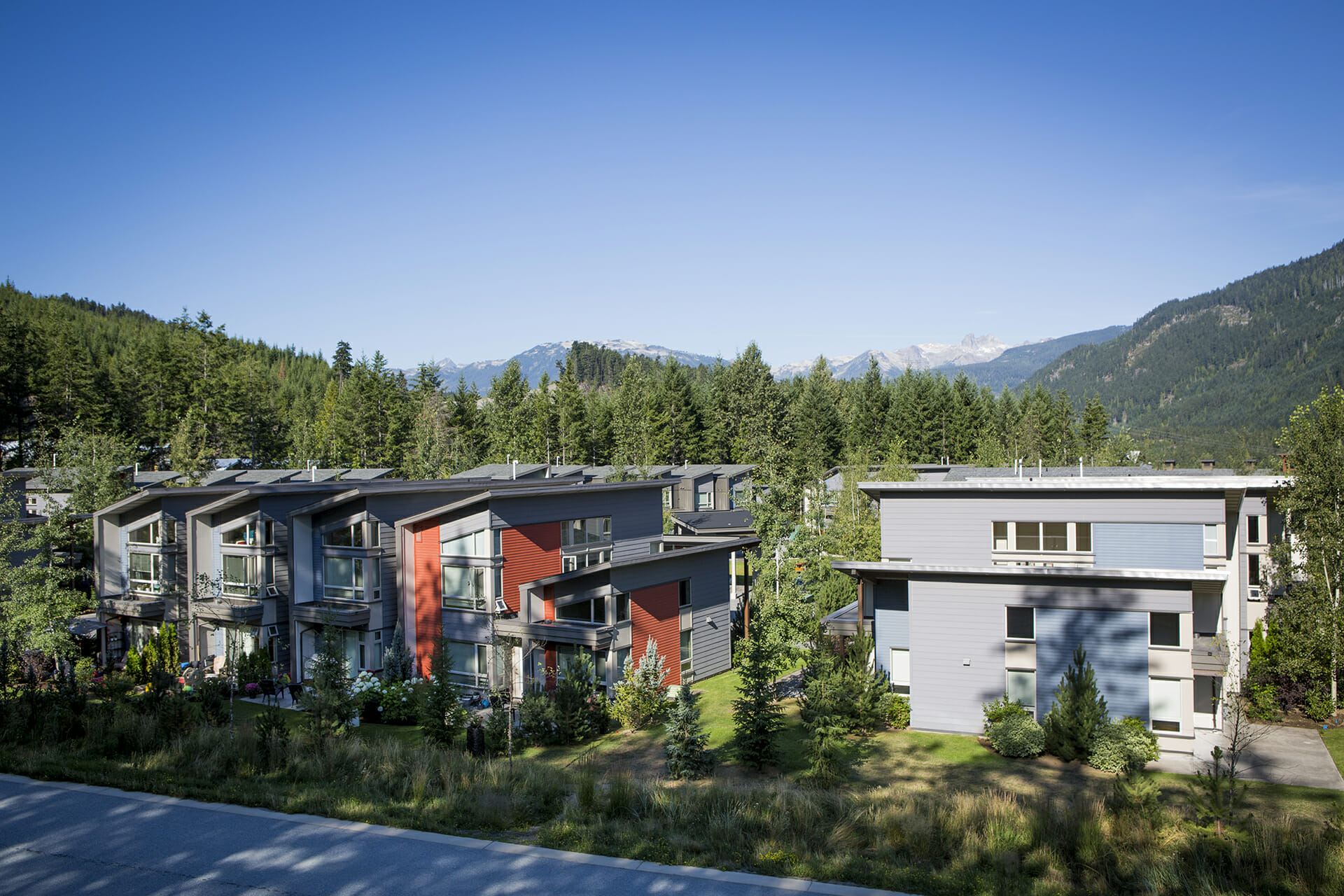 Row of townhomes in Cheakamus Crossing