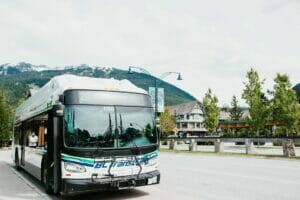Bus in Whistler's Village Gate Bus Loop