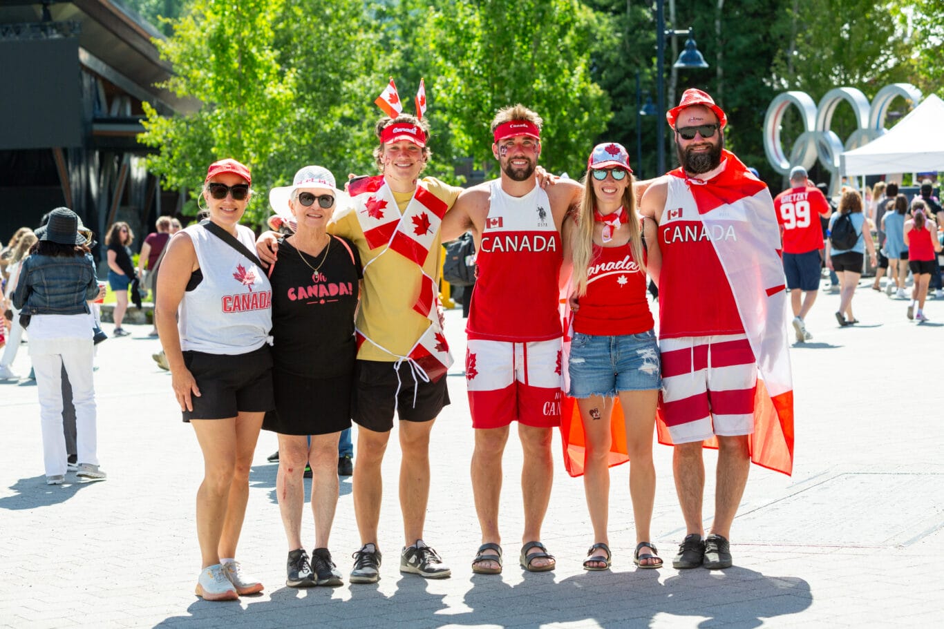 Group celebrating Canada Day in Whistler