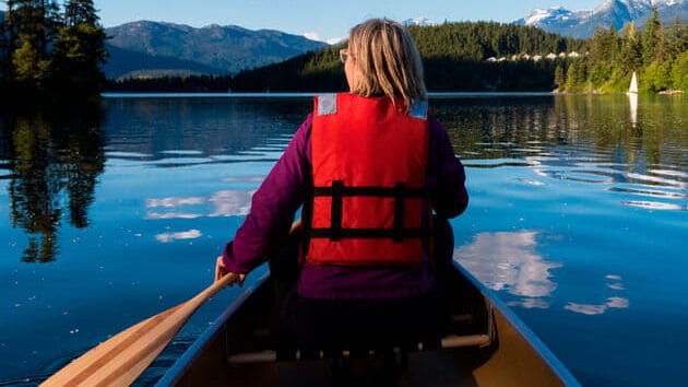 Canoeing on a lake
