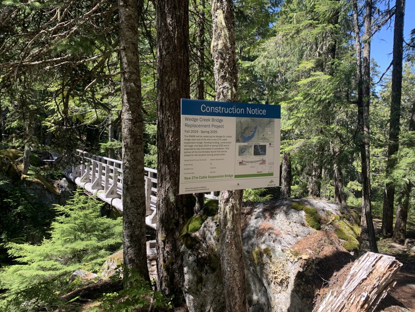 Construction sign at Wedge Bridge