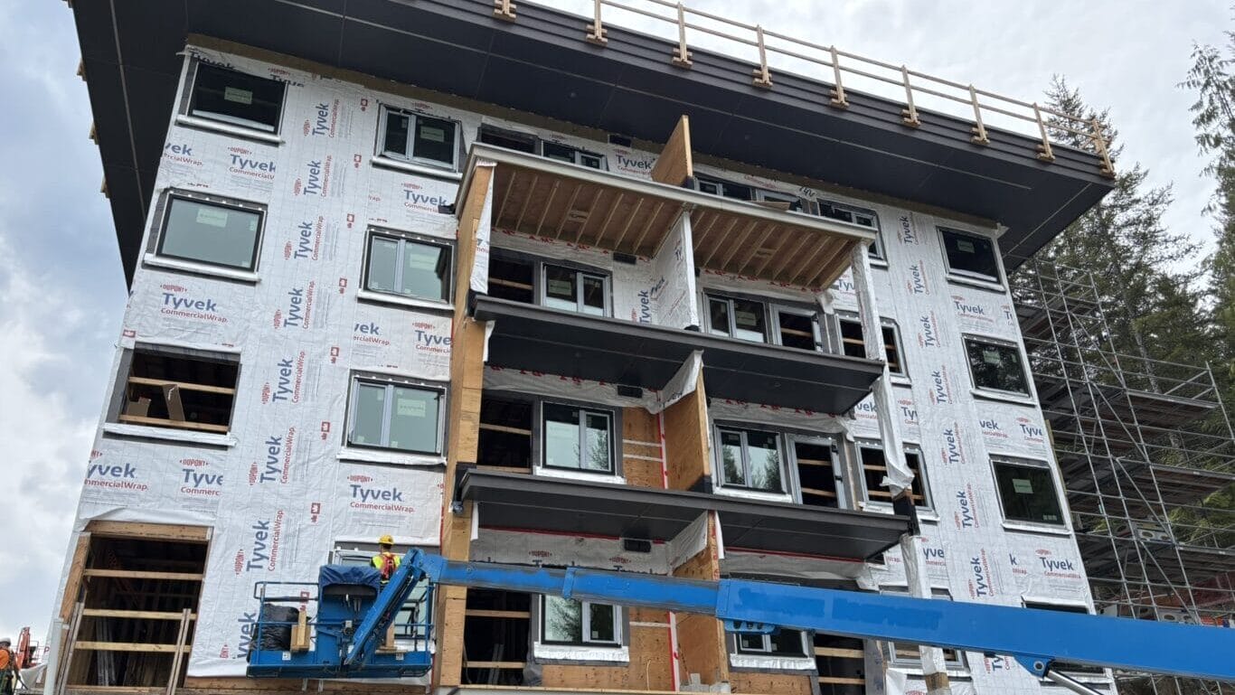 A condo building in construction