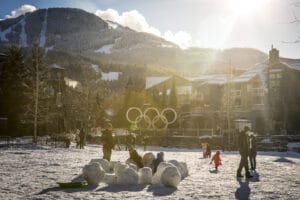 People playing at the Snow Zone at Whistler Olympic Plaza