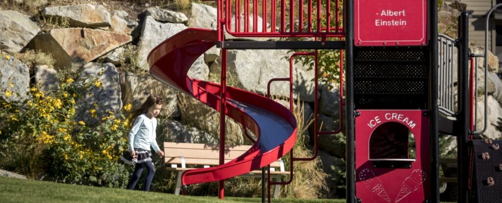 Child plays in playground.