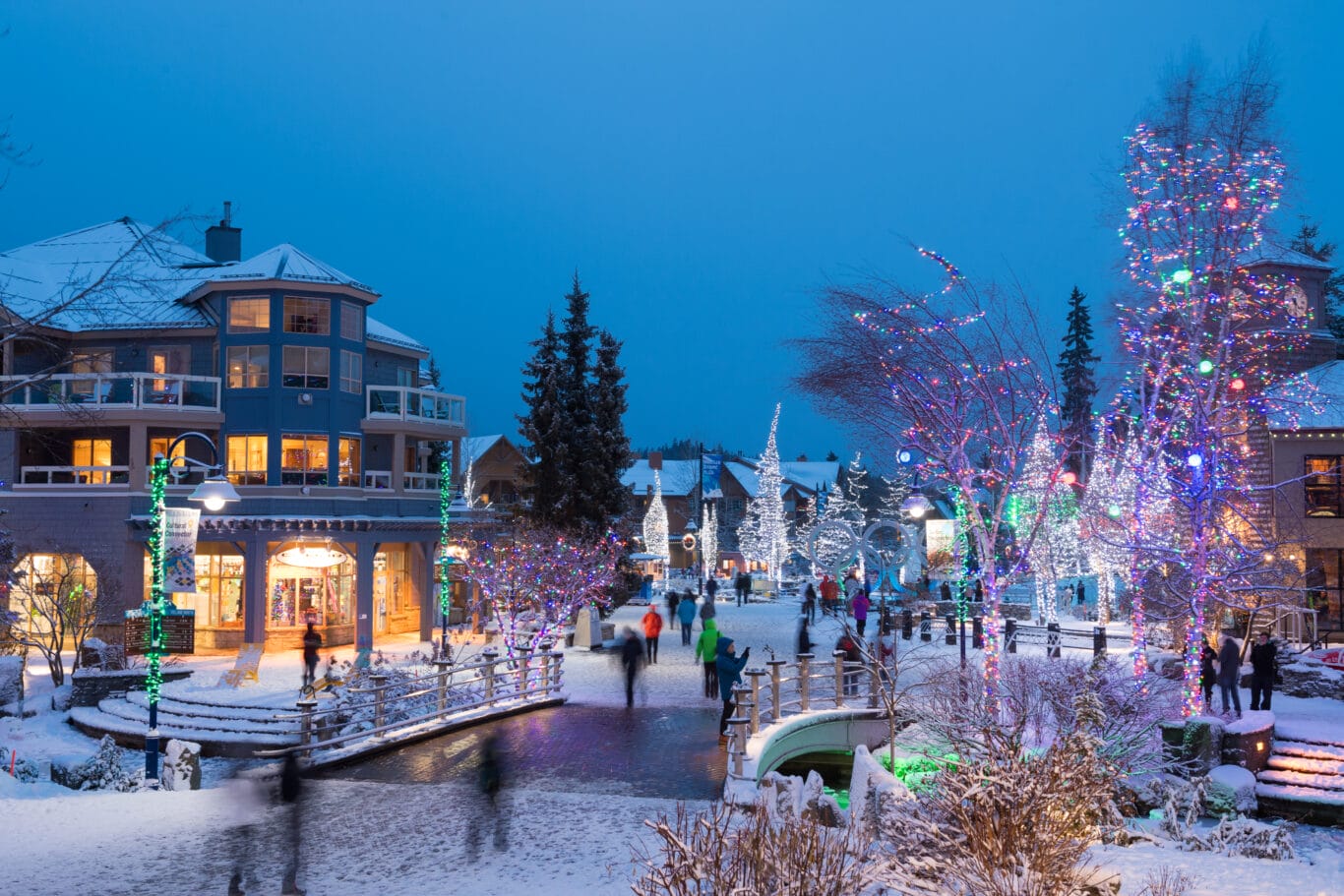 Festive lighting in Whistler Village