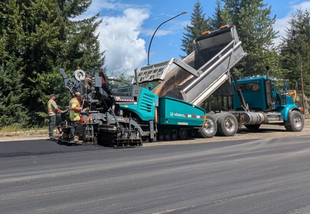 Paving road work in Whistler